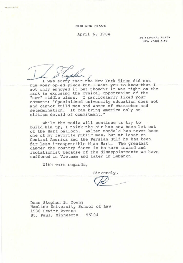 Personal correspondence with President Nixon